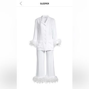 NWT Sleeper Ostrich Feather Pajama Set small white